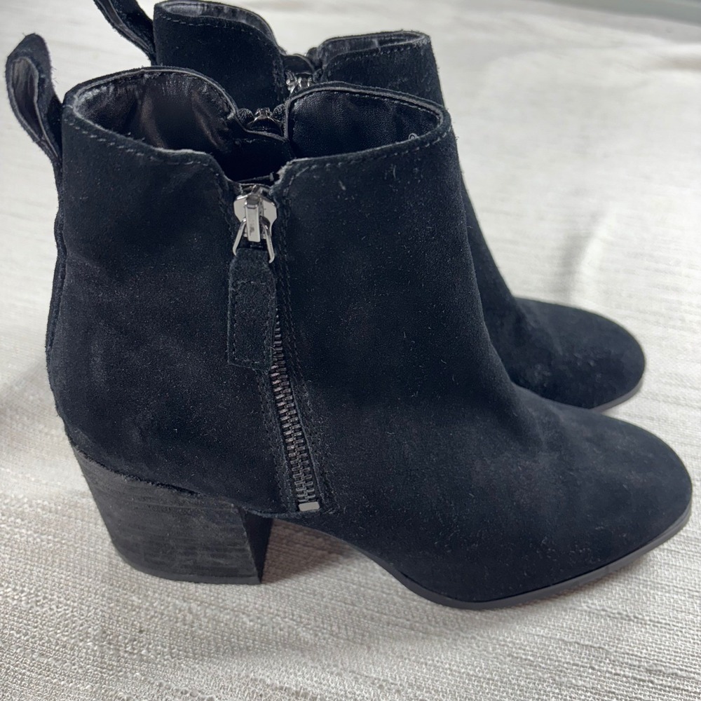 Blondo Waterproof Black Suede Block Heel Ankle Boots B7125 Womens 8.5M